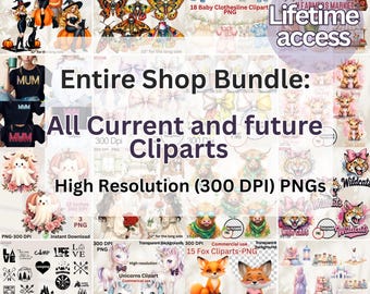 Könnte beinhalten: Ein digitales Kunstpaket mit einer Vielzahl von Clip-Art-Bildern. Die Sammlung umfasst Hexen-Cliparts, gotische Motten-Cliparts, Baby-Wäscheleinen-PNGs, Bauernmarkt-Illustrationen und mehr. Das Paket bietet lebenslangen Zugriff auf alle aktuellen und zukünftigen Cliparts, alle in hochauflösenden (300 DPI) PNGs.