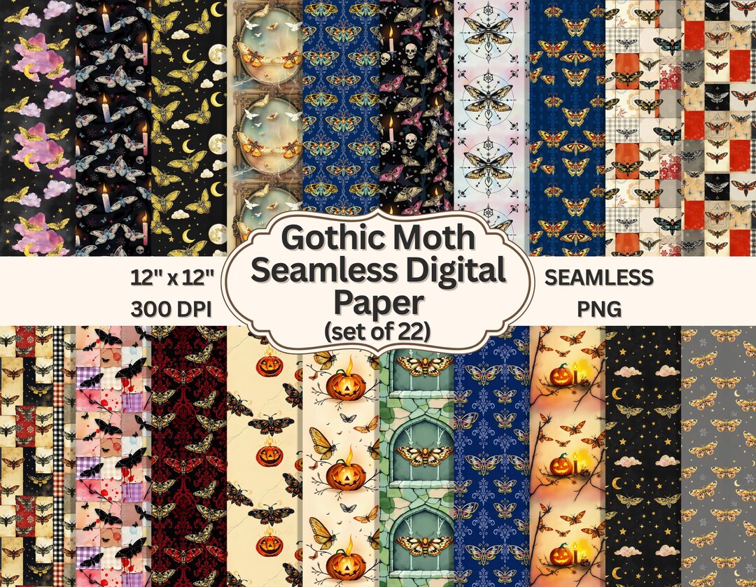 Moth Pattern, Gothic Moth Seamless, Gothic Wallpaper, Halloween ...
