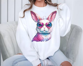 鮮やかなギャラクシーバニーPNG | トレンド感のあるクールなウサギのクリップアート | Tシャツやアクセサリーの昇華デザイン
