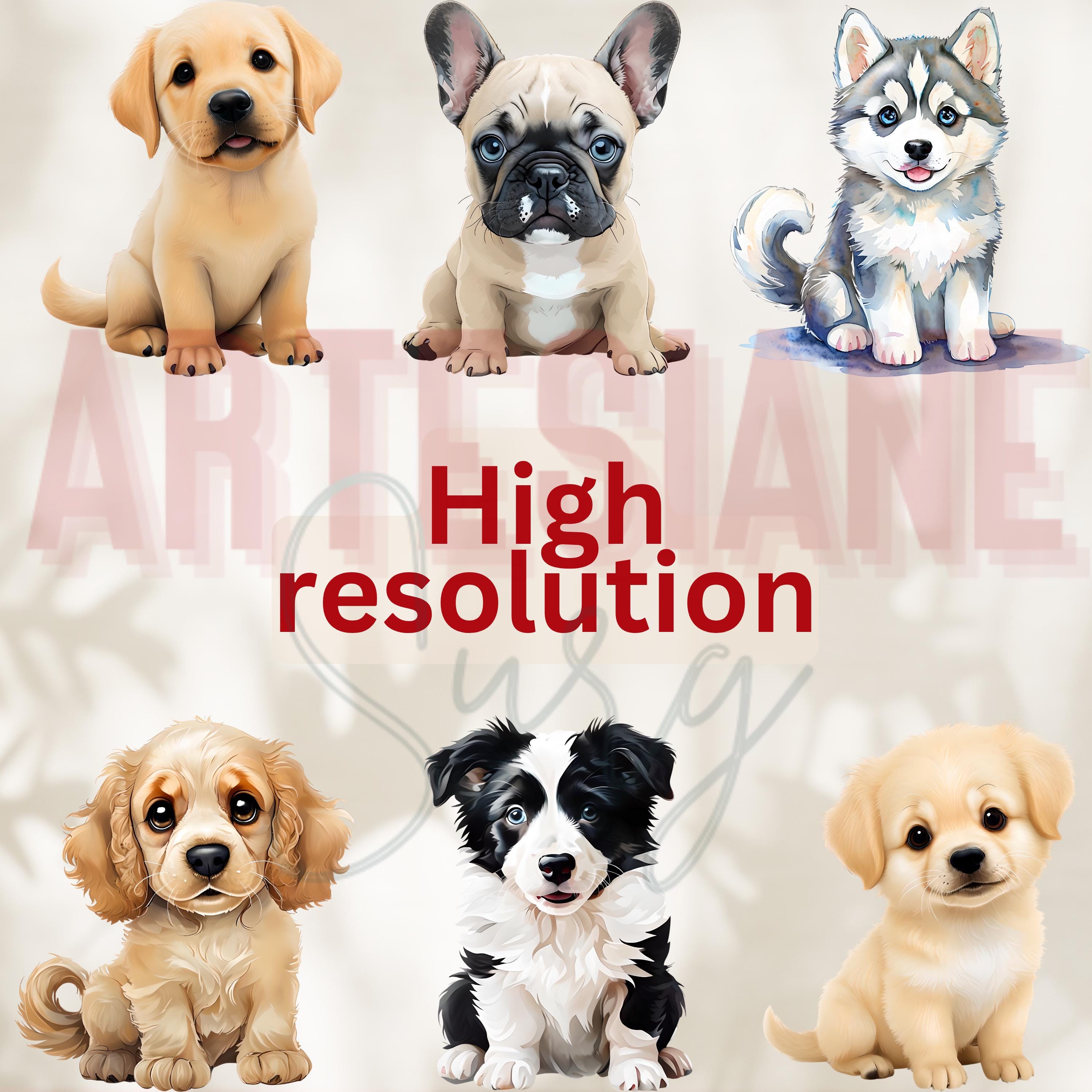16 Watercolor Puppy Clipart PNG | Cute Dog Clip Art Bundle ...