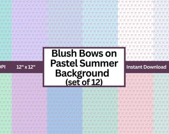 Blush Bows on Pastel Summer Background | Cute Coquette Seamless Pattern | Soft Girl Digital Paper
