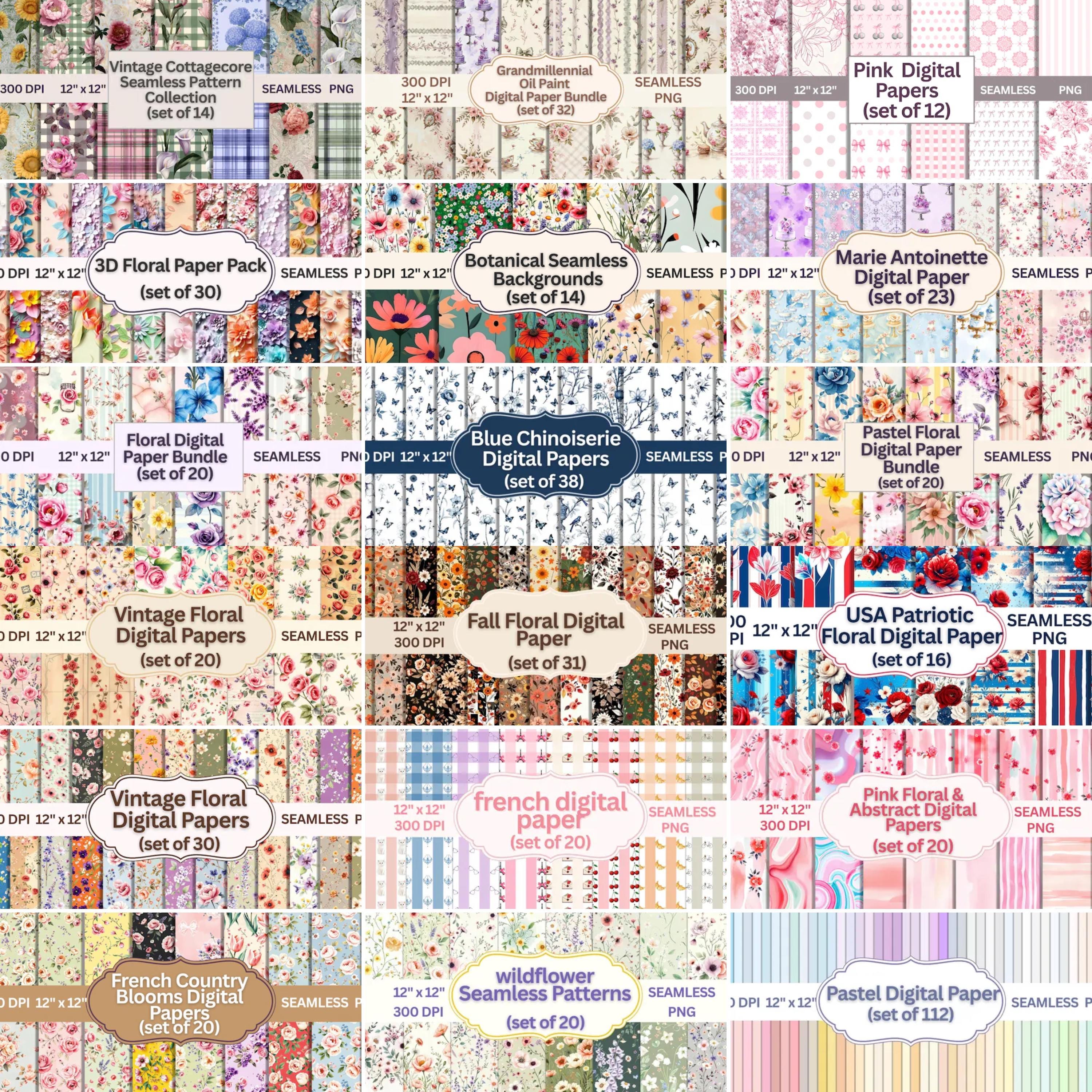 3,000+ Seamless Patterns MEGA BUNDLE, Lifetime Access, Digital Paper ...