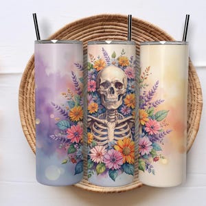 Cute skeleton png, skeleton mug, skeleton tumbler, Floral Skeleton Aesthetic, 20oz skinny tumblers wrap digital file