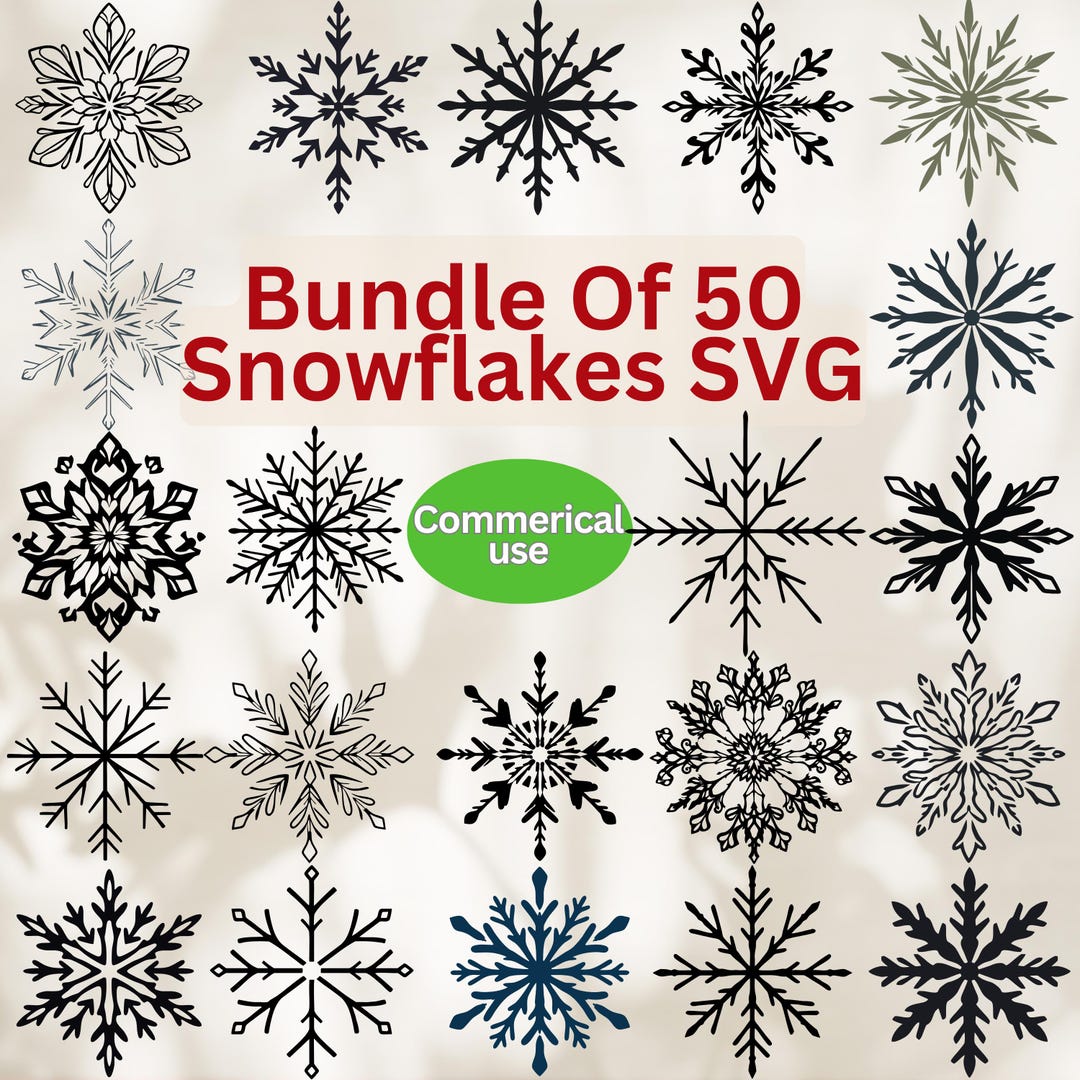 Snowflake SVG Bundle | 50 Christmas Snowflakes Cut Files | Winter ...