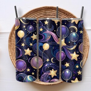 Celestial Balloon & Star 20oz skinny tumblers wrap digital file