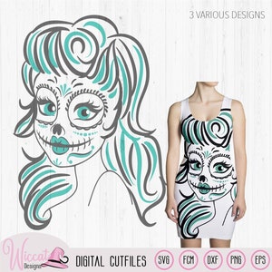 Sugar Skull Woman, Skelett Mädchen svg, Frauen svg, Tag der Toten, Teen Design, scanncut Fcm, Plotterdatei, Cricut svg, Vinyl Handwerk
