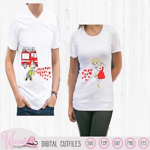 Fireman couple shirt, Fire Truck svg, Couple shirt svg, Fire fighter svg, valentine firefighter wife svg, scanncut, cut file svg for cricut