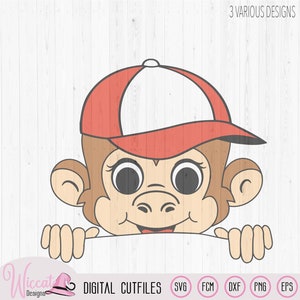 Peekaboo Monkey boy,  boys shirt svg,  funny monkey svg, monkey with cap, svg Cricut, kid svg, scanncut fcm, vinyl craft, plotter file