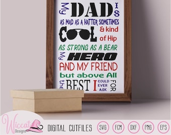 Cool dad word frame svg, Father's day svg, word art Quote svg, Dad svg, canvas sign svg, Pillow Svg, best dad svg, cricut svg, scanncut fcm