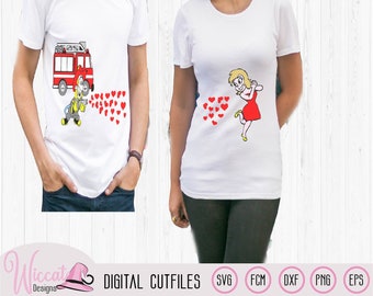 Fireman couple shirt, Fire Truck svg, Couple shirt svg, Fire fighter svg, valentine firefighter wife svg, scanncut, cut file svg for cricut