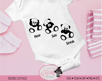 3 panda's svg, 3 bears svg, Three wise Panda bears, hear no evil svg, Nursery design svg, Cricut svg file, scanncut fcm, plotter file