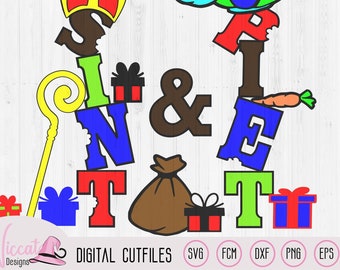 Sint & Piet word art window decoration, 5 december holiday, scanncut fcm file, cricut, silhouette file, vinyl craft, plotter file