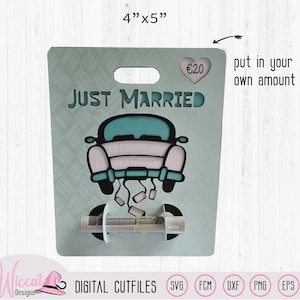 Gerade verheiratet Hochzeit Geldkarte svg 3D Papiermodell