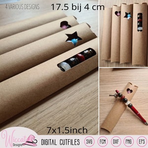 Pacchetto scatola cuscino penna, modello astuccio matita, scatola regalo svg, scatola finestra carta, astuccio penna epossidico, scanncut fcm, file plotter Cricut,