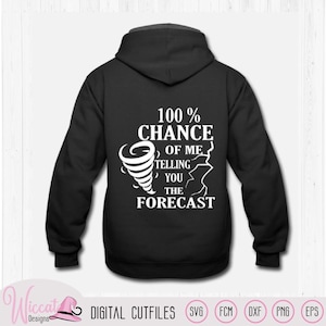 Predicción de pronóstico, 100 % de probabilidad de que lo diga, cotización de tornado, cazadores de tormentas, scanncut fcm, archivo svg de cricut, archivo de trazador