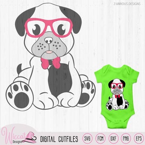 Hipster jongen mophond, pug hond svg, svg, hond met strik,  dxf, snijbestand, scanncut, hond svg, meisjes hond svg, shirt bestand