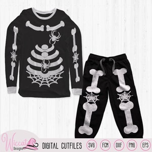 Skelett mit Spinnen Kostüm svg, Knochen Anzug svg, Spinnen und Knochen Outfit, Cricut svg, scanncut fcm, Plotterdatei, Halloween für Jungen,