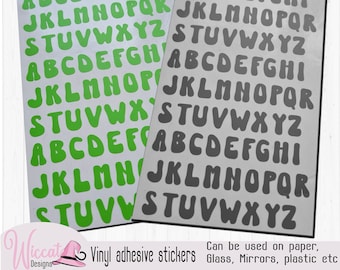 Groovy letter stickers, Retro letter sheet, bold funky letters, Alphabet stickers, vinyl letters, individual letters,