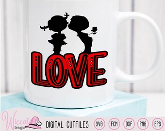 Cute young love couple silhouette, valentine  sign, home decor, scanncut love pillow, vinyl craft, Cricut plotter file, vector illustration