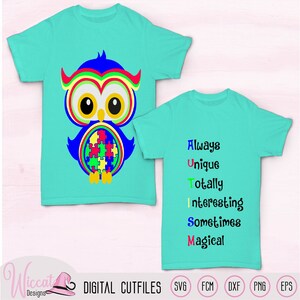 Uil met autisme Puzzel  svg, shirt svg, lente svg, Puzzel svg, scanncut svg, Uil dxf, svg, dieren svg, dxf, fcm en png Digitaal