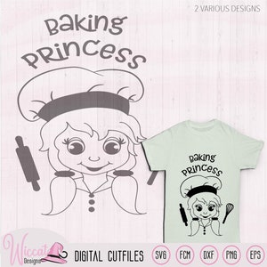 Keuken prinses svg, Bakkers meisje, koekjes bakker, kook muts svg, meisje svg,  dxf, snijbestand, scanncut, meisjes svg, shirt bestand