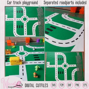 Weg delen speel plattegrond voor auto's, autobaan, modulair wegnet, scanncut fcm, plotter bestand, mannen hobby