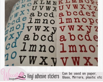 Old typewriter Alphabet, small letter stickers