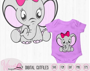 Baby girl Elephant with rattle perfect for Newborn gift, Elephant for a baby shower, scanncut fcm, cricut digital file, Baby animal svg