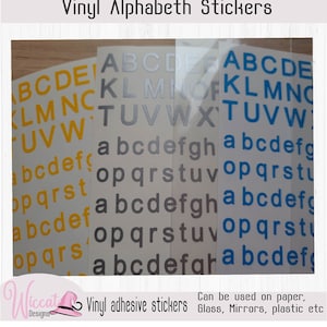 Letras pequenas, letras modernas, adesivos de alfabeto, adesivos de letras, letras divisórias, adesivos abc, letras individuais, letras de vinil