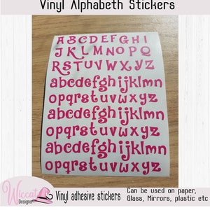 Letras divertidas, pegatinas del alfabeto, letras de vinilo, letras, vinilo ABC pequeño, letras de San Valentín, letras individuales, álbum de recortes, calcomanía de letras