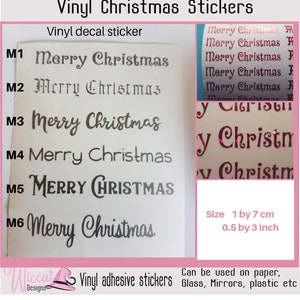 Feliz Navidad, pegatinas de vinilo Feliz Navidad, 6 fuentes diferentes, pegatinas de planificador, pegatinas de cartulina, pequeñas calcomanías navideñas