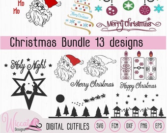 Christmas svg bundle, Santa svg, Candles svg, Nativity svg, Ornaments svg, Christmas silhouette, cricut file, scanncut fcm, glass block svg,