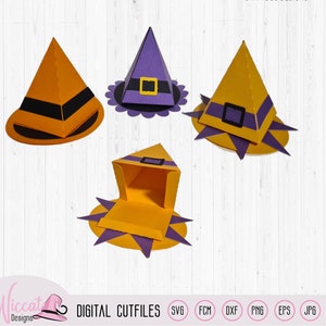 Witch hat candy box svg, Halloween box bundle svg, favour candy box svg, paper craft,