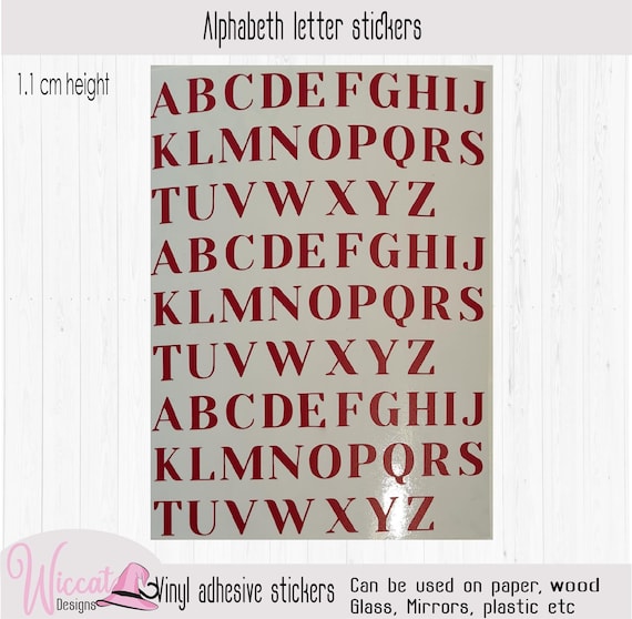 Alphabet Small Letter Stickers in Different Color and Sizes, Vinyl