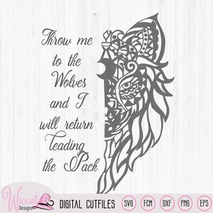 Wolf SVG Cut File for Cricut & Silhouette – Zentangle Wolf Quote – Animal Vinyl Craft Design