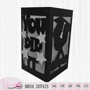 Geslaagd lantaarn template, Papieren lantaarn, geslaagd decoratie, scanncut,  digitaal bestand