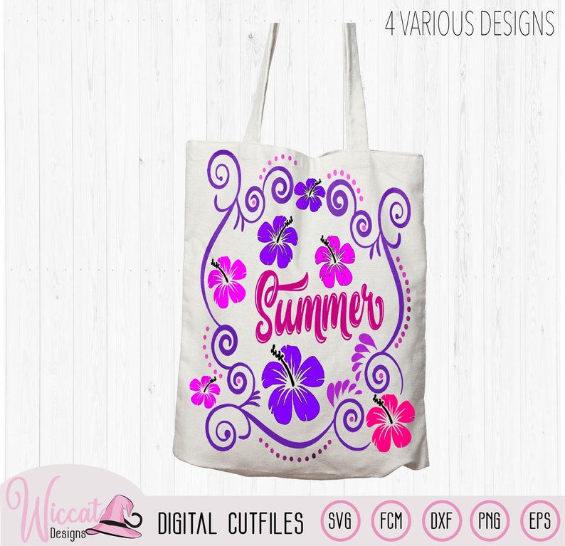 Summer hibiscus beach file, quote cut file, flower Bag svg, cricut swirl file, vinyl cut file, pillow design svg, girls gift svg, Scanncut image 7