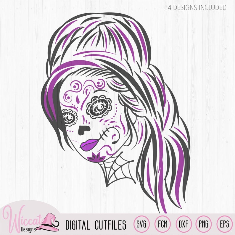 Download Woman Sugar Skull svg Day of the dead tattered lace | Etsy