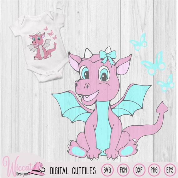 Download Cute Dragon Girl For Baby Girl Nursery Svg Dragon With Wings Etsy