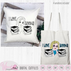 Bookworm SVG, I Love Books Quote, Nerdy Reading T-Shirt Design (Digital Cut File)