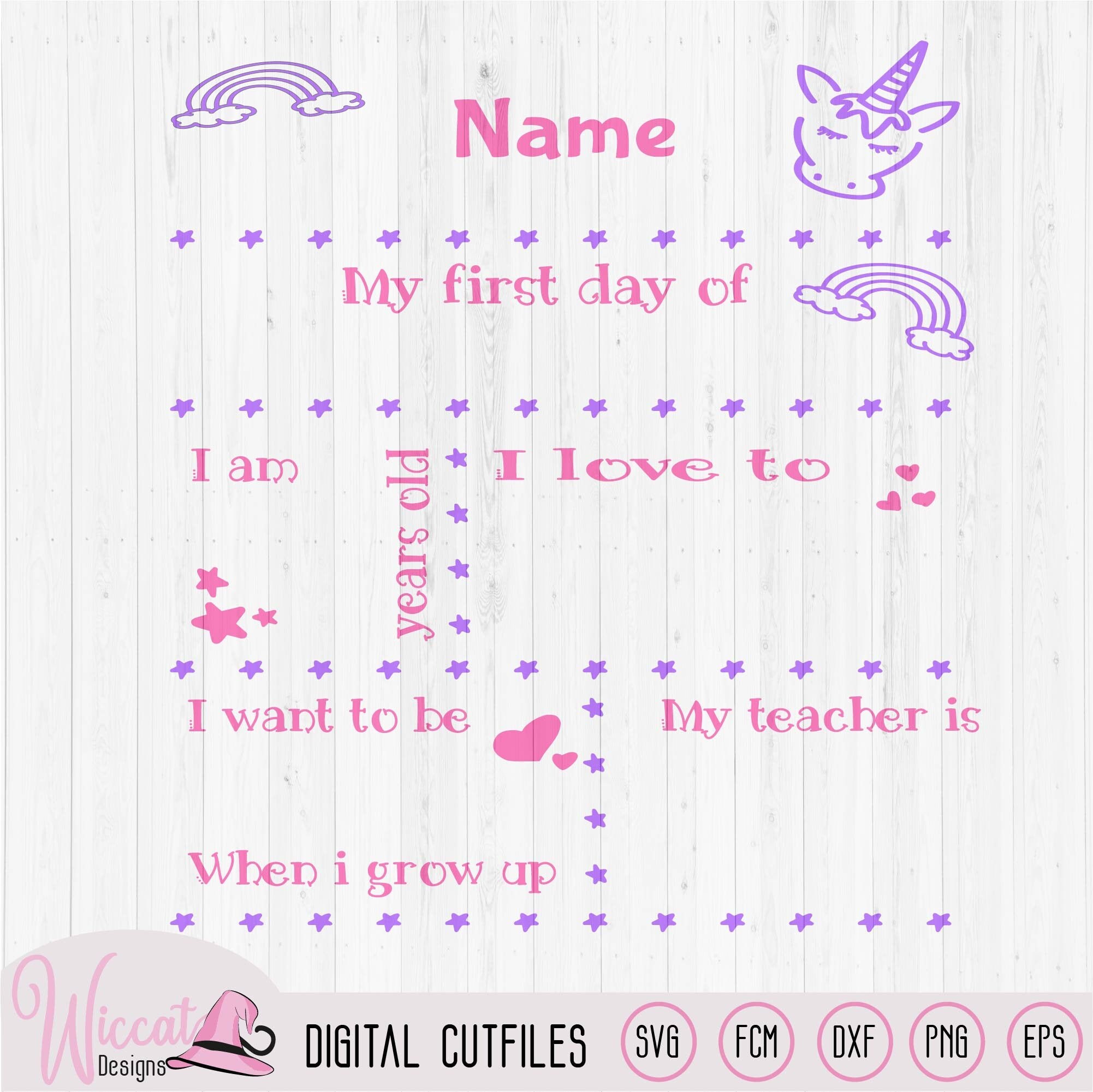 Download Back To School Unicorn Template Svg First Day Of School Etsy