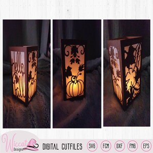 Plantilla de farol de otoño, hojas de calabaza recortadas (SVG, DXF, FCM) imagen 8