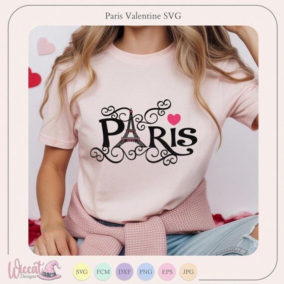 Paris Doodle SVG, Eiffel Tower Love Heart, Cut File for Cricut, Silhouette (Digital Download)