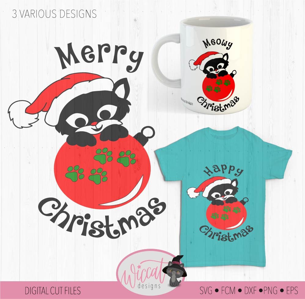 Download Christmas cat svg Happy svg ornament svg Christmas | Etsy