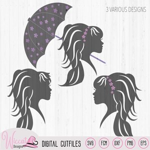 Girl Silhouette Portrait SVG, Fashion Women, Cricut, Plotter File (Digital Download)
