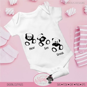 Tres Osos Panda Sabios SVG, Archivos de corte para diseño de guardería