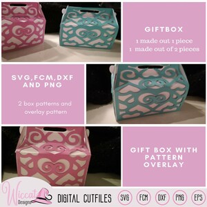 Pattern Overlay Gift Box SVG, Wedding Favor, Candy Box (Digital Download)