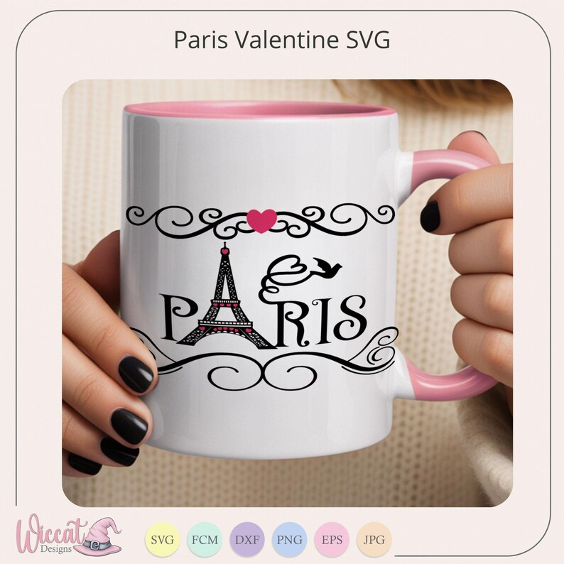 Paris Doodle SVG, Eiffel Tower Love Heart, Cut File for Cricut, Silhouette (Digital Download) image 7