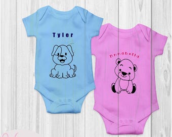 Digital Baby Animal Stamps SVG Set - Dog, Cat, Elephant, Bear - ScanNCut, Cricut Files