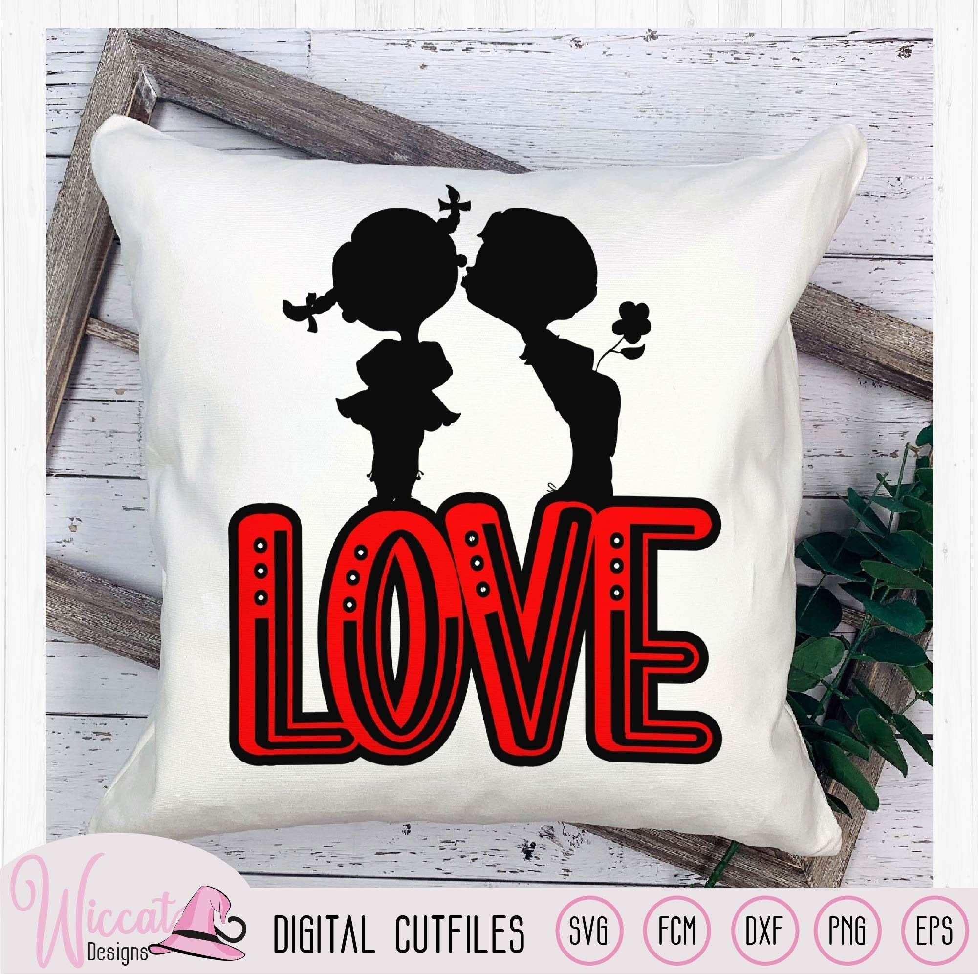 home decor vinyl craft vector illustration scanncut love pillow Cute young love couple silhouette valentine sign Cricut plotter file